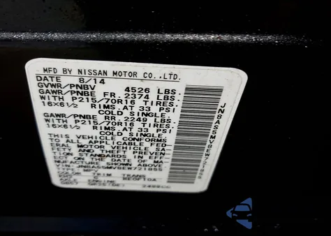 2014 Nissan Rogue Select S z USA, uszkodzony, nr VIN JN8AS5MV8EW721855